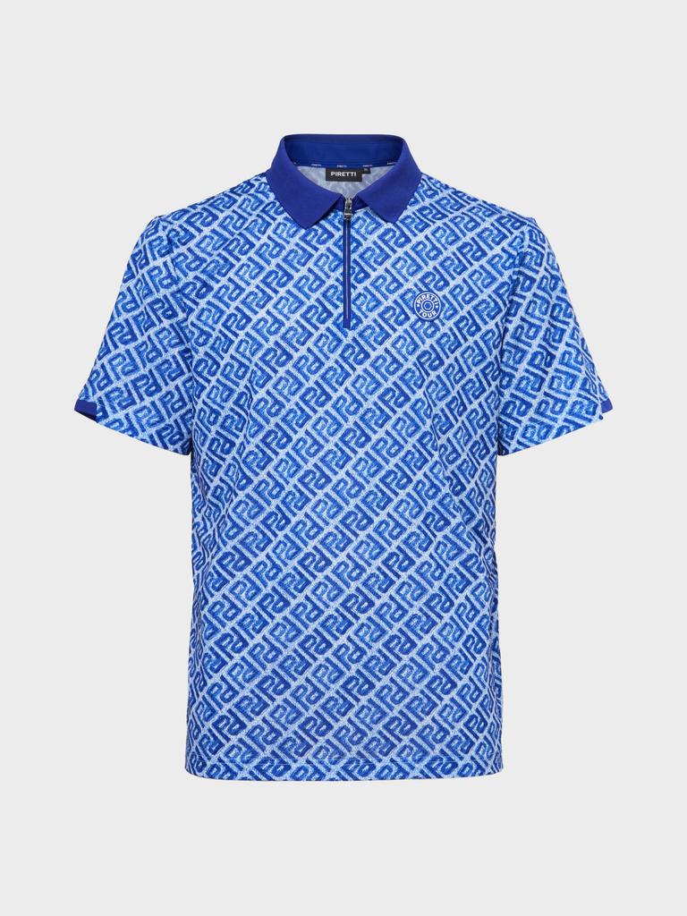 PIRETTI Matera P-Gram Print Polo Shirt M_Blue