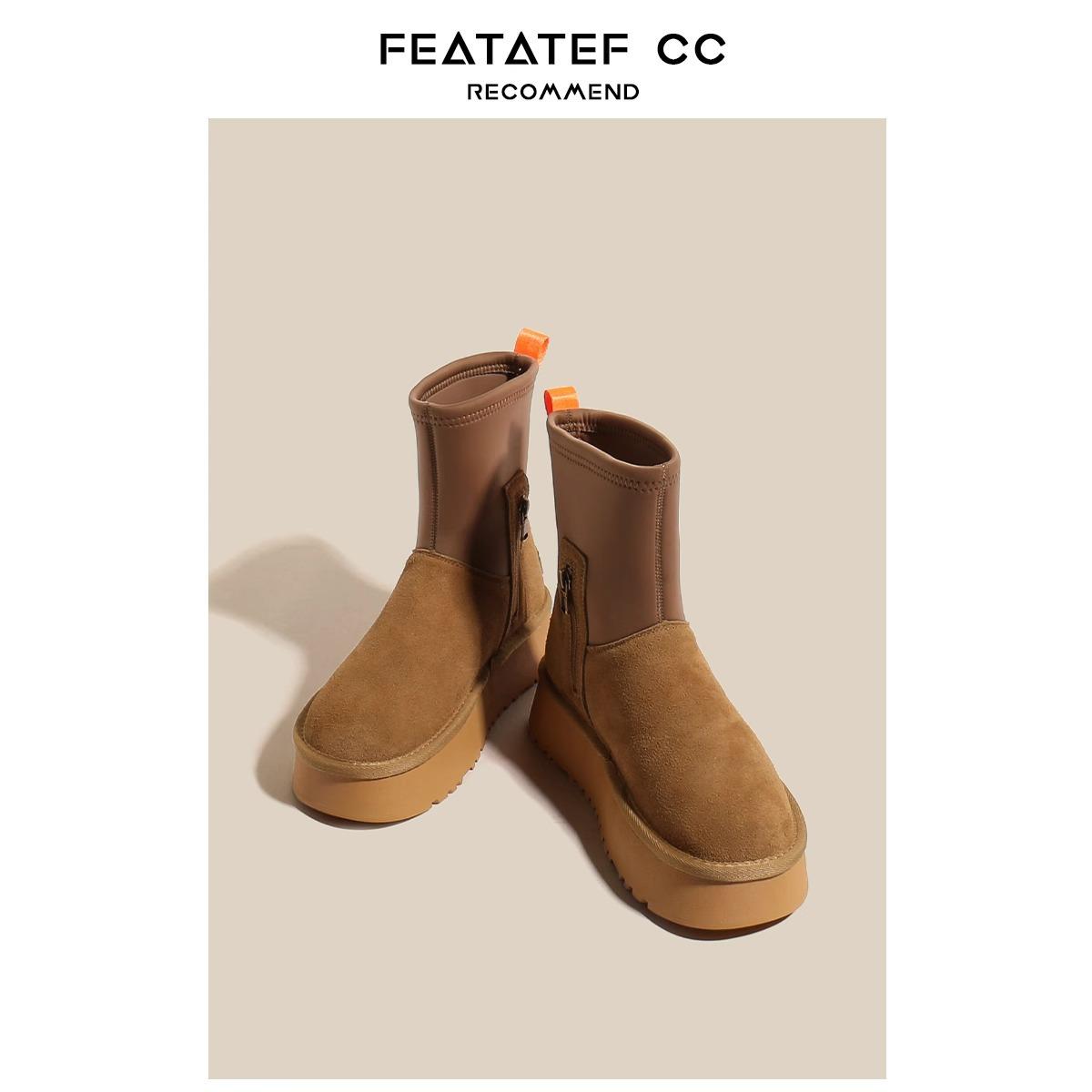

[Spot quick delivery] New thick-soled snow boots women s winter velvet cotton shoes sheepskin fur integrated elastic pencil boots 35 малиновый