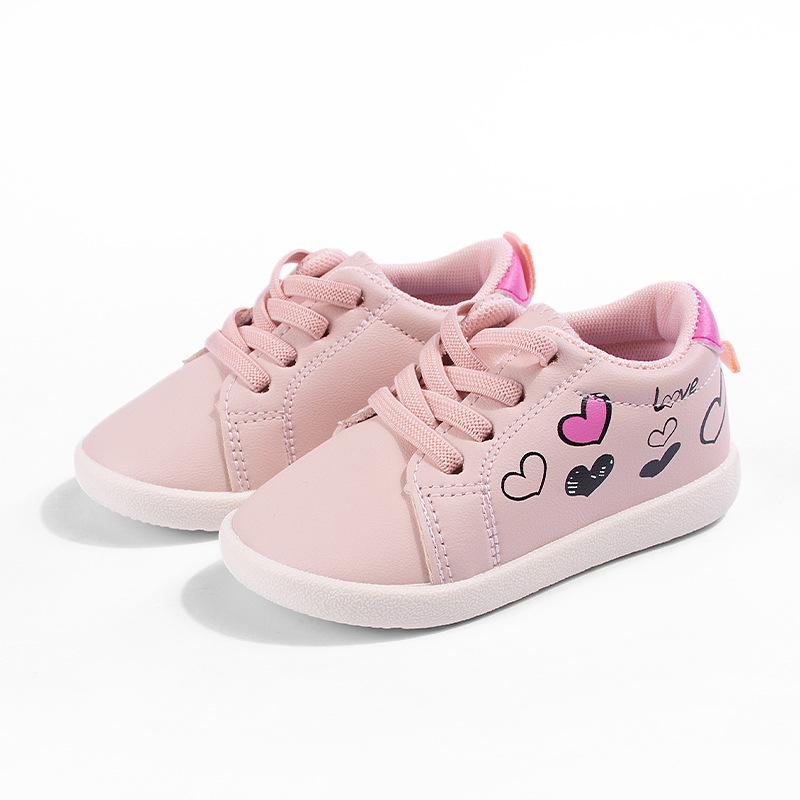 

Spring Cartoon Leather Velcro Toddler Shoes - Cute Casual Sports Sneakers for Girls 15.0cm рожевий