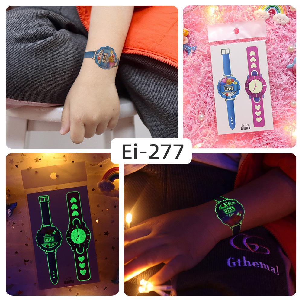 Rikalong Waterproof Luminous Cartoon Tattoo Stickers for Kids - Glow-in-the-Dark Watch Design