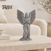 Crown Angel Ornament 3D Printed Figurine, Vintage Guardian Angle Statue, Miniature for Display Artistic Winged Women Sculpture Home Tabletop