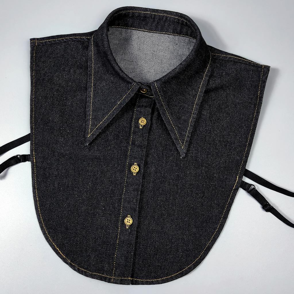 Perfect Match Denim Large Pointed-Collar Fake Collars For Women—Versatile, Casual Replacement Multi-Functional Collar Accessories