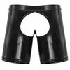 Men Underwear Shiny Metallic Latex Lingerie Erotic Open Butt Boxer Shorts Removable Bulge Pouch Shorts Underpant Boxer Underwear