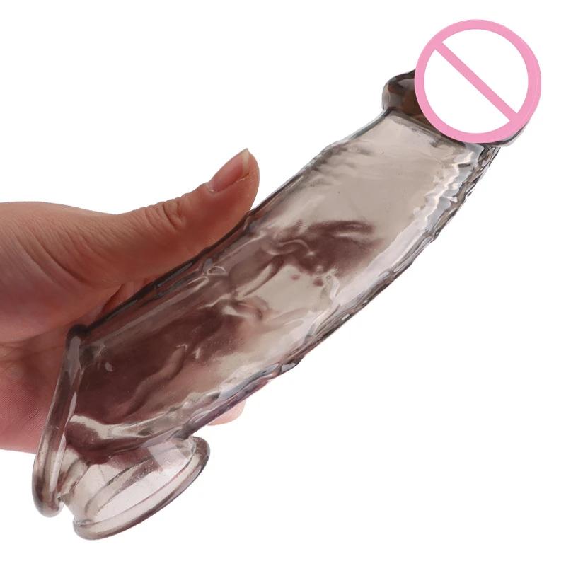 Sexy Toys Penisring Penisvergrößerungshülse für Peniskondome für Männer Wiederverwendbares Kondom Cock Sleeve Extender Ejakulationsverzögerung