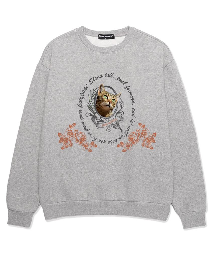VANNWORKS Proud Cat Oversized Sweatshirt (Vls0112) Melange Grey (Type A)