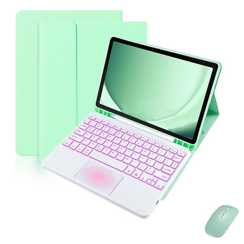 Samsung Tablet S9 FE Plus 12.4" RGB Backlit Touch Keyboard & Leather Protective Case