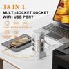 18 IN 1 Multi-socket Power Strip with 12 Outlet 4 USB 2 Type C 4 Switches Tower Socket Surge Protection 5M Extension Cord
