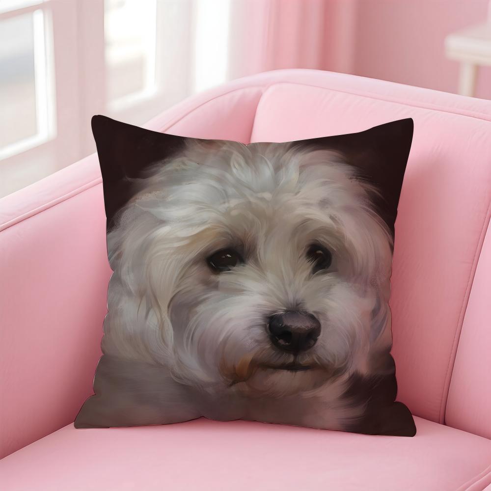 NICE CUTE Bichon Frise Dog Cushion Cover Pillow Case Soft Friendly Fabric Concealed Zipper
