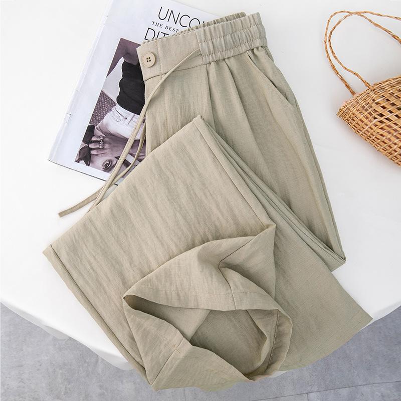 

Tencel linen wide-leg pants women s summer thin new high-waisted loose pendant straight ice silk pants summer XXXL