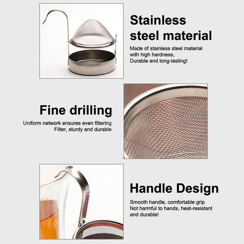 304 Stainless Steel Tea Coffee Strainer Filter With Base For Loose Leaf Tea Easy To Clean Kung Fu Tea Fine Mesh Tea Filter