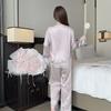 Pajamas women's spring 1011 new high-end scratching flower acetic acid long-sleeved beautiful lace gentle light luxury loungewear