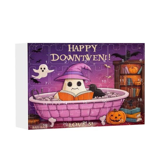 Yousheng Halloween Advent Calendar for Girls 24 Days Countdown Calendar with 24 Pcs Ghost Reading Book Earrings for Halloween Party Supplies