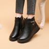 Shoes cotton shoes winter short boots non-slip warm velvet microfiber leather shoes medium and old winter women's shoes black