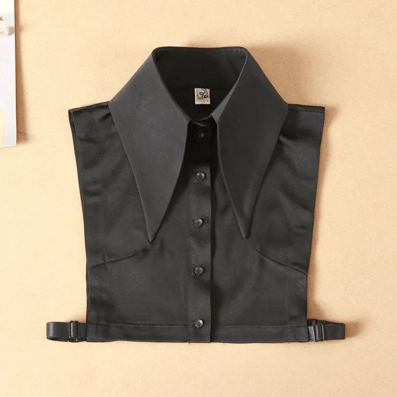 

Накладной воротник Съемная полурубашка Заостренный воротник с длинными лацканами Пуговичный укороченный топ Блузки Женские Осень Зима Накладной комплект Искусственный воротник One Size