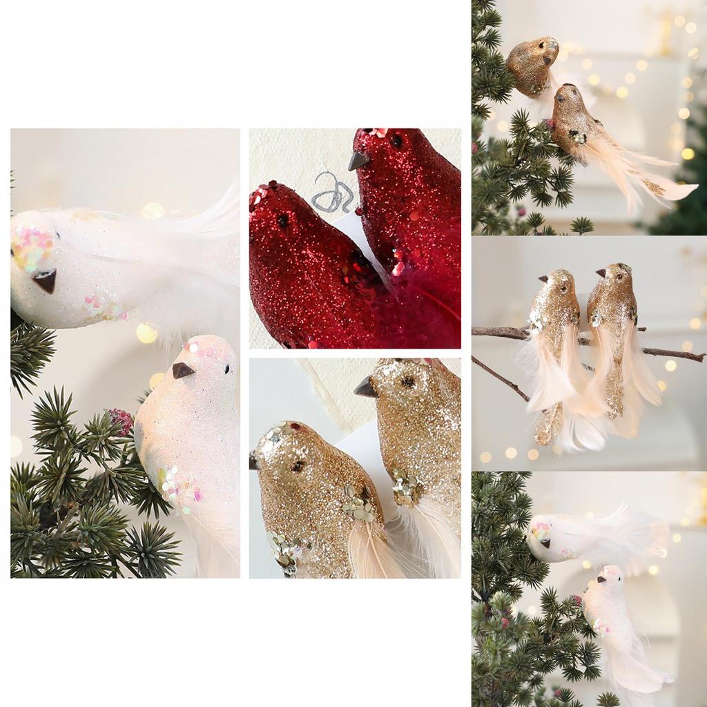 Festive Christmas Decor Foam Bird Figures With Elegant European Style For Home Holiday Decor