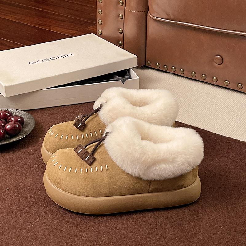 New fashionable versatile fluffy snow women's shoes winter platform plush thermal bag and confinement cotton shoes women