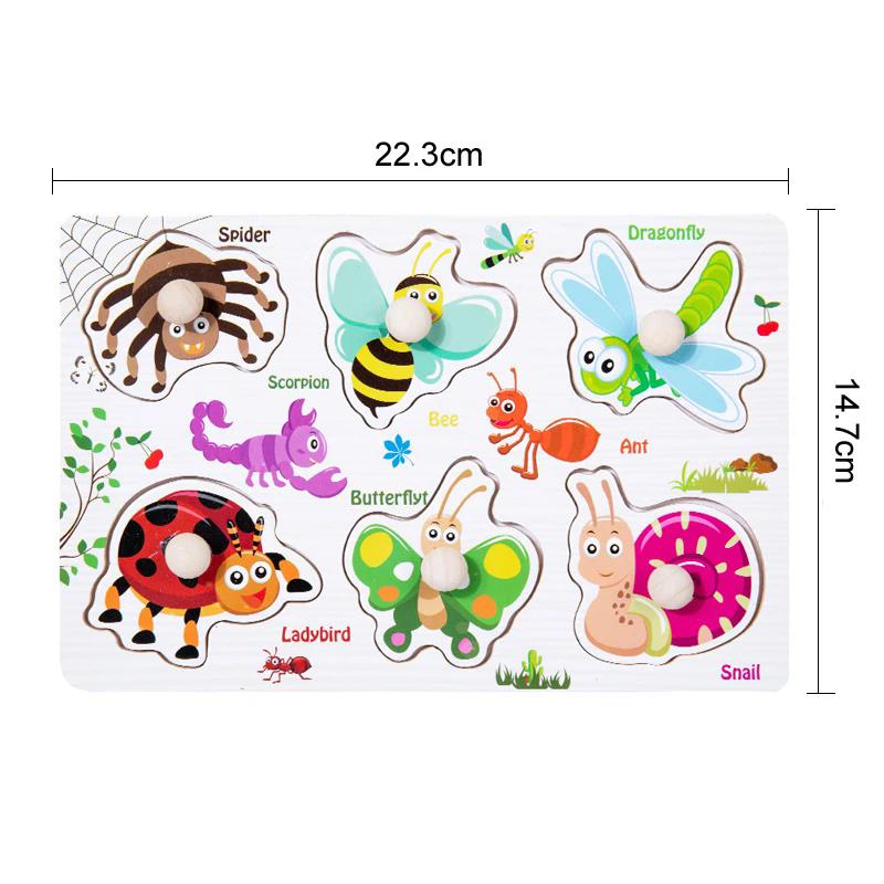 Children Wooden Puzzle Montessori Toys Cartoon Animal Traffic Hand Grab Boards Early Learning Educational Toy for Kids TMZ