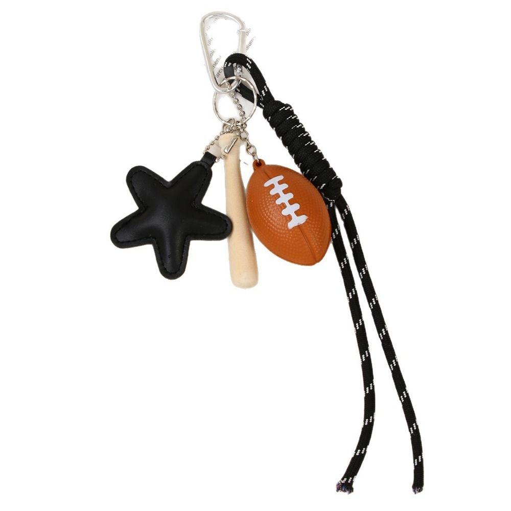 Zinc Zinc Alloy Rugby Tassel Keychain PVC Versatile Bag Charm Funny Leather Baseball Pendants  Friends