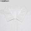 INCERUN Summer Men's Long Sleeve See Through Mesh Net Yarn Shirts Tops