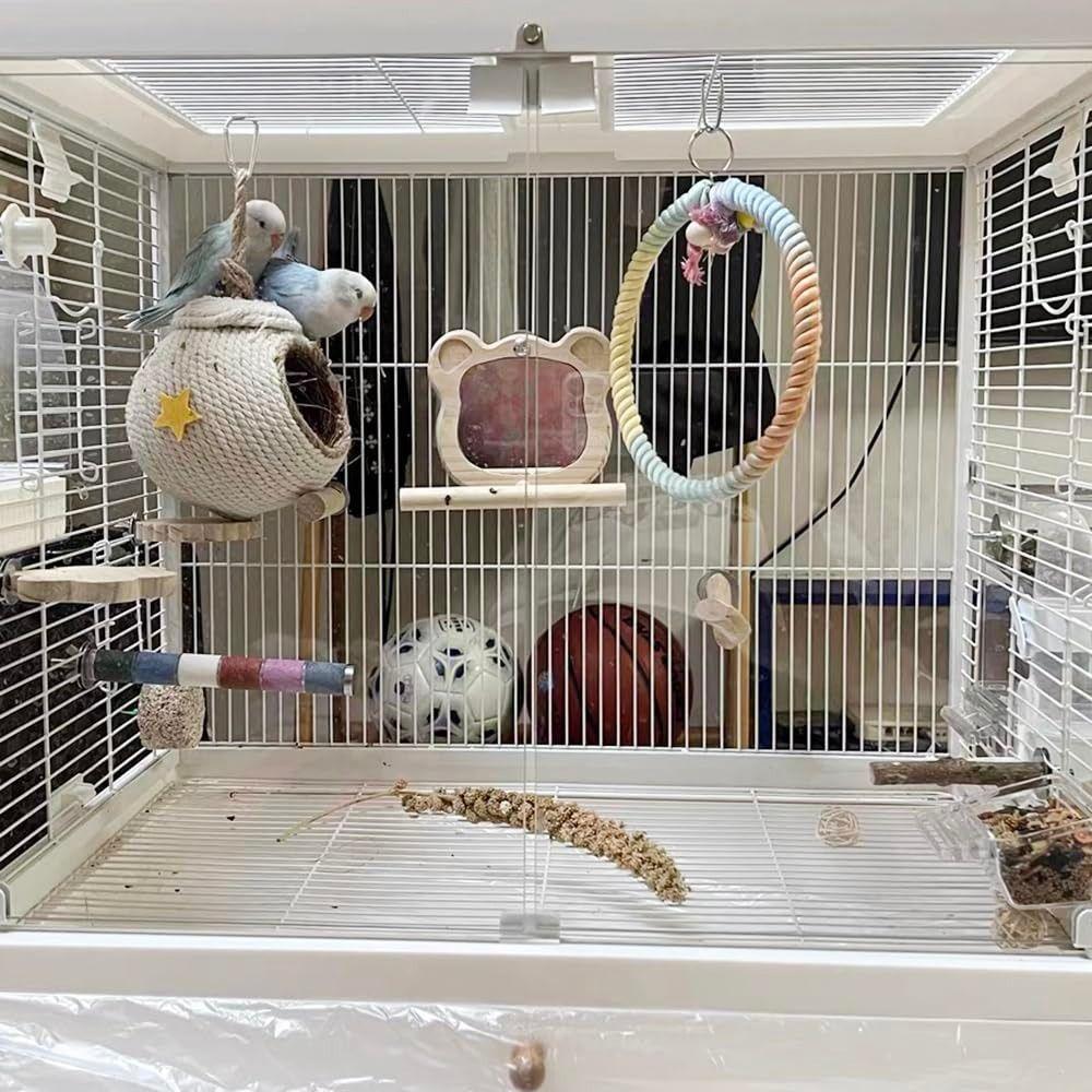 Flexible Parrot Standing Woven Rope Sturdy Bird Cotton Rope Swing Bird Bite Toy  Paw Grinding