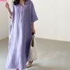 Loose Short Sleeve Long Shirt Dress
