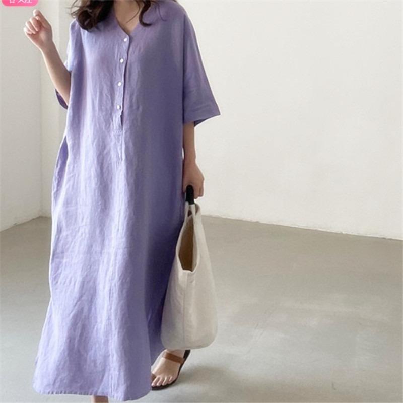 Loose Short Sleeve Long Shirt Dress