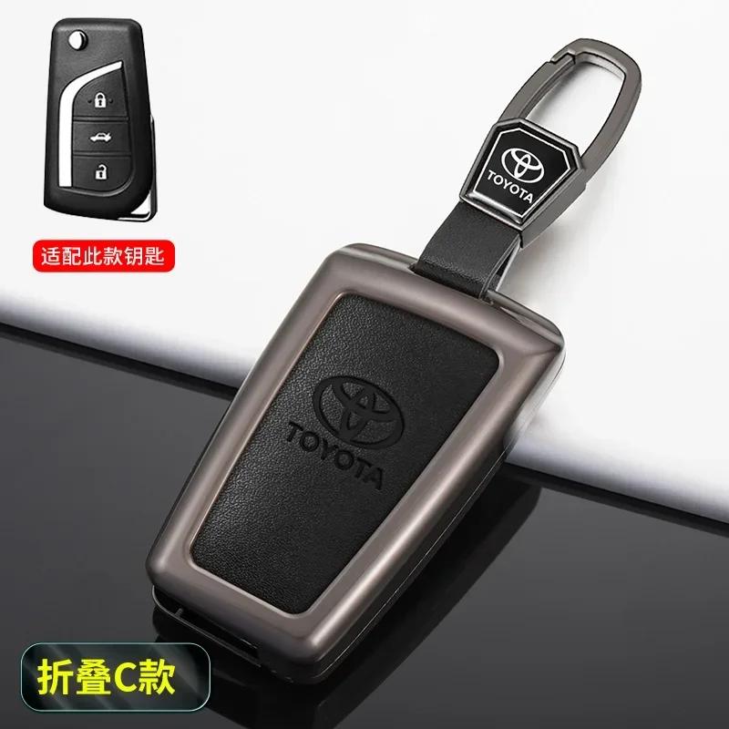 Toyota 2026 New Hub Caps Zinc Alloy Leather Car Key Cover Case Shell Bag Toyota Yaris Camry Corolla Prado R Car Sticker