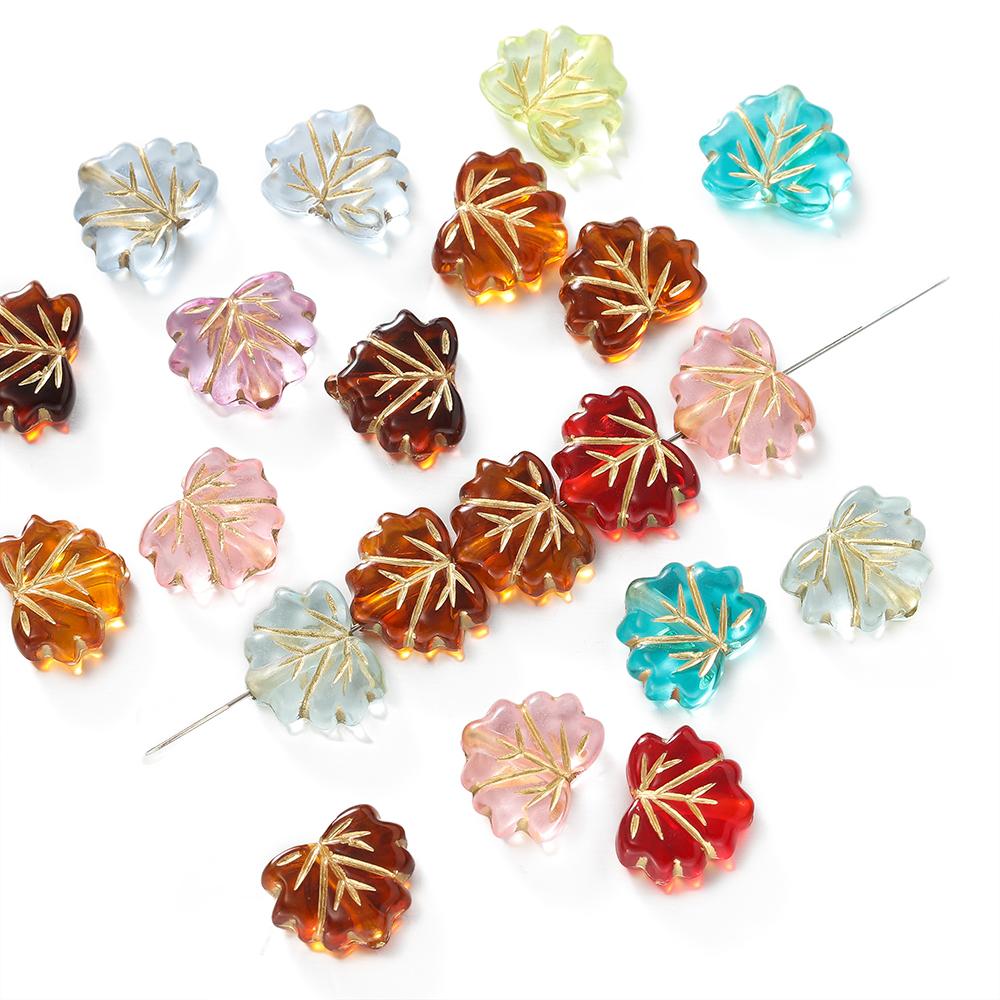 50pcs/Lot Acrylic Leaves Beads Spacer Charms Bead for DIY Bracelet Necklace Keychain Jewelry Making Accessories Supplies