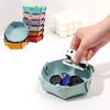 Snap On Folding Circular Storage Box  Makeup Key Storage Tray PU Leather Multifunctional Desk Organizer For Keys/office Supplies