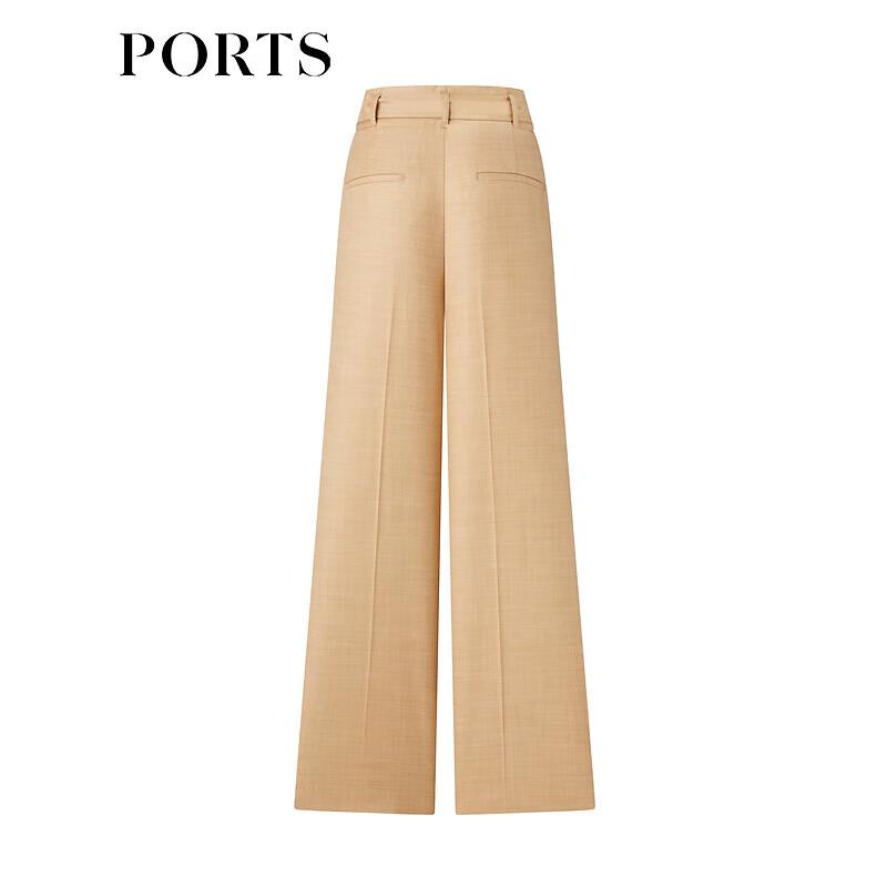 PORTS Women's Fawn Brown Belt-Decorated Straight-Leg Pants