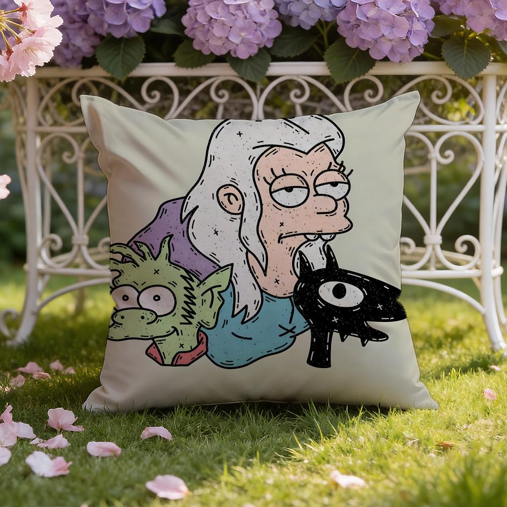 Anime D-DisenchantmentS Cushion Cover Home & Car Dual-Scene Pillow Cover: Reversible for Premium Comfort