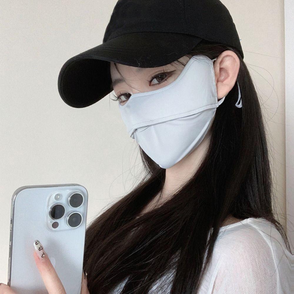 Anti-uv UPF50+ Ice Silk Sunscreen Mask Face Veil Summer Outdoor Riding Hiking Face Mask Breathable Unisex Face Cover Scarf