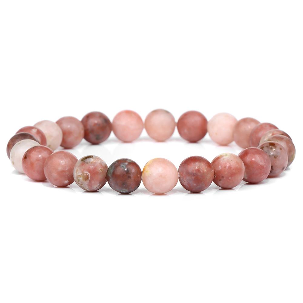 Fashion Natural Stone Pink Angelite Beads Bracelet 8mm Sunstone Beaded Energy Yoga Bracelet Jewelry for Women Handmade Gifts