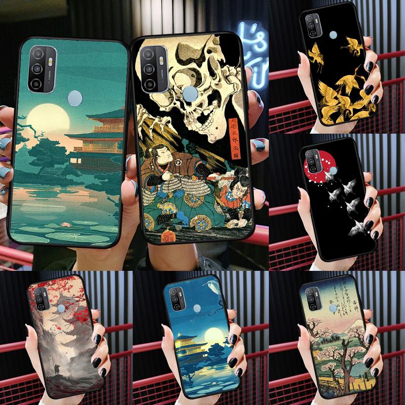 Japanese Style Art Case For Oppo A52 A72 A76 A96 A54 A74 A94 A54S A57S A58 A78 A98 A57 A77 A15 A16 A17 Cover
