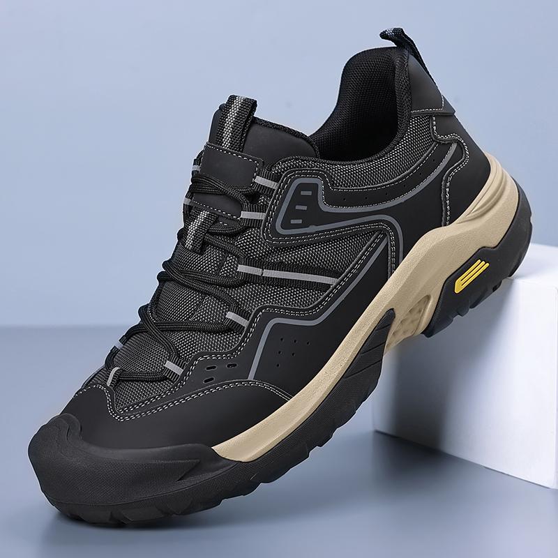 Outdoor Male Flats Man Treking Footwear Version Men Casual Leather Shoes Non-Slip Walking Shoes Comfortable Men's Work Shoes