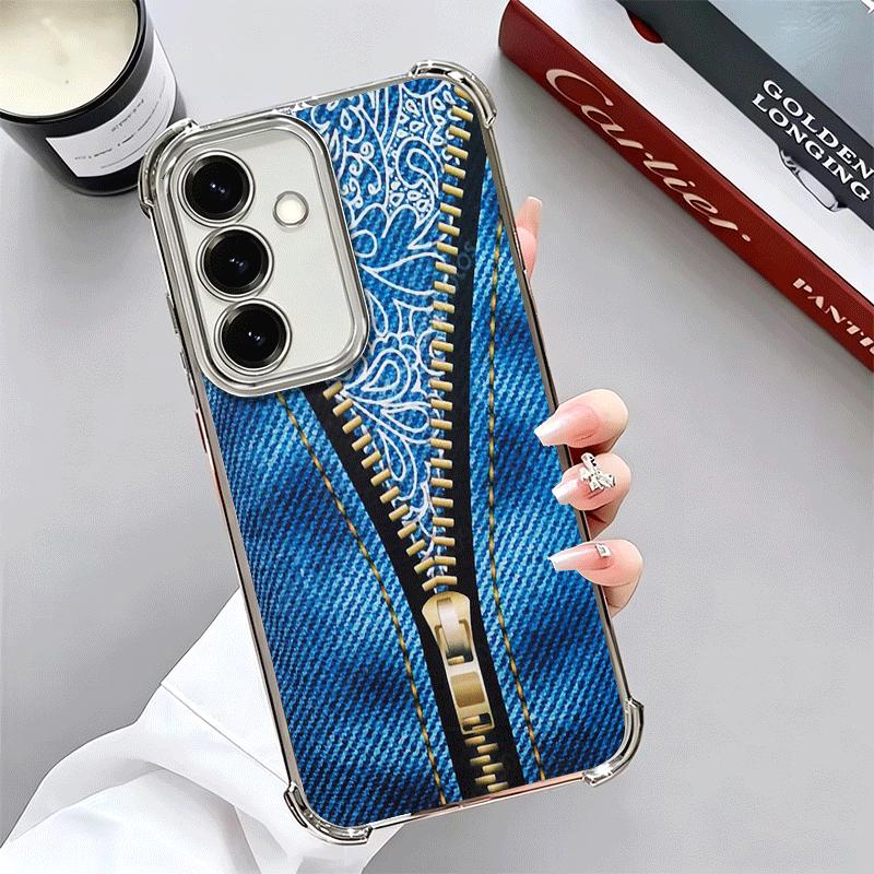 Retro Zipper Jeans Pattern Soft Phone Case For Samsung A17 A27 A07 A37 A57 A16 A56 A15 A55 A14 A54 A13 A53 A26 A36 A25 A35 A24 A