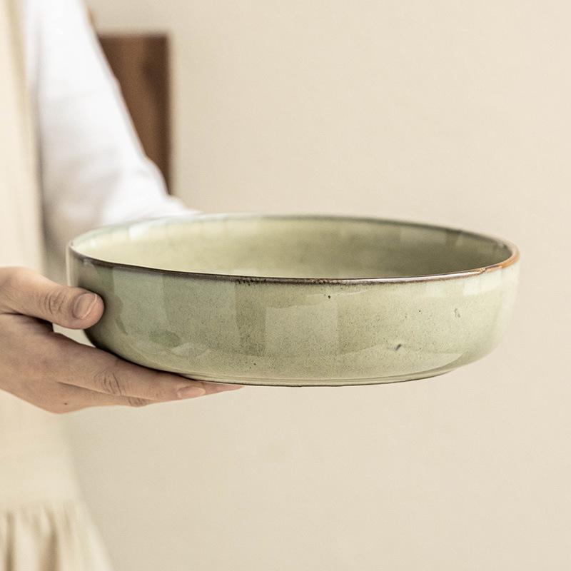 Minimalist Style Tableware Ceramic Plate Deep Plate Kiln Variant Creative Stroke Round Plate Restaurant Vegetable Plate Household Plate