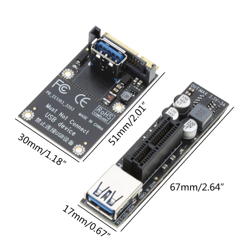 Graphics Cards Connector MINI PCI-E to PCI-E X1 Card Extension Port Adapter Riser Card with 30cm USB 3.0 Cable Durable
