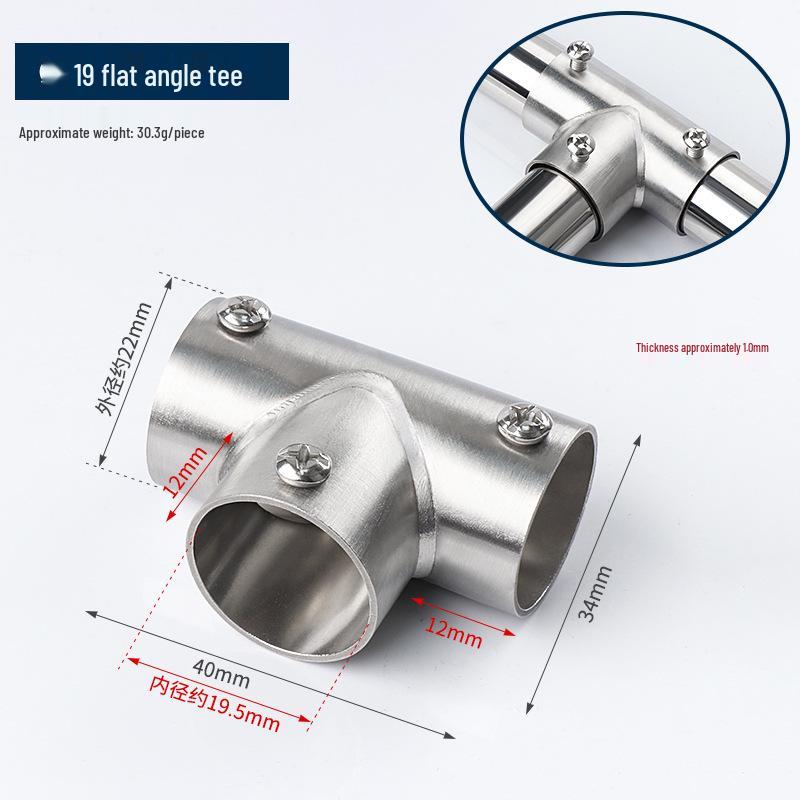 Stainless Steel Round Pipe Connector for Clothes Rack and Shelf Joint Tee
