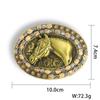 Western Belt Buckle for Men Cowboy Head Oval Buckle with Wood Grain Beads Vintage 10 x Gift [Rockyu] Hat/Boots/Horse Decoration, Alloy, Style, 7.4 cm,