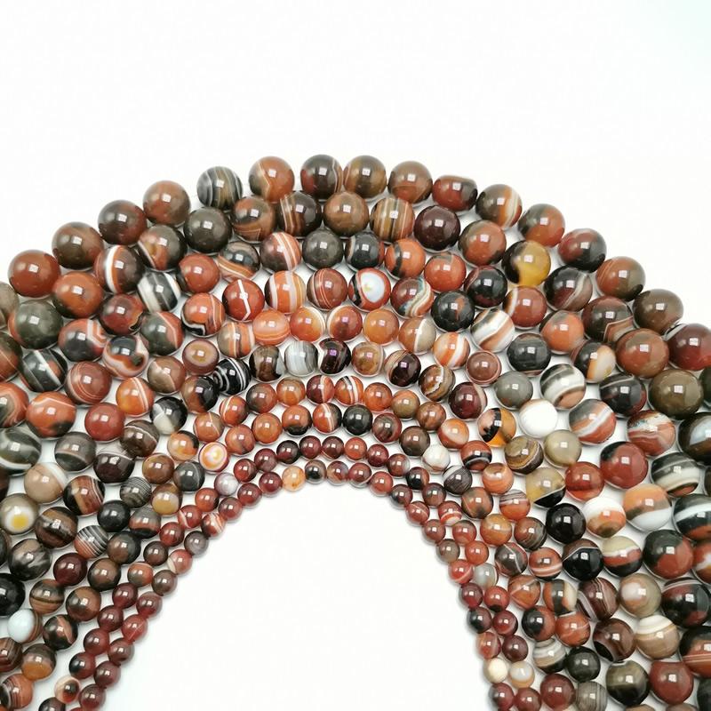Natural Dream Coffee Black Lace Stripe Agates Round Loose Beads 6 8 10 12 14 16MM Pick Size For Jewelry Making