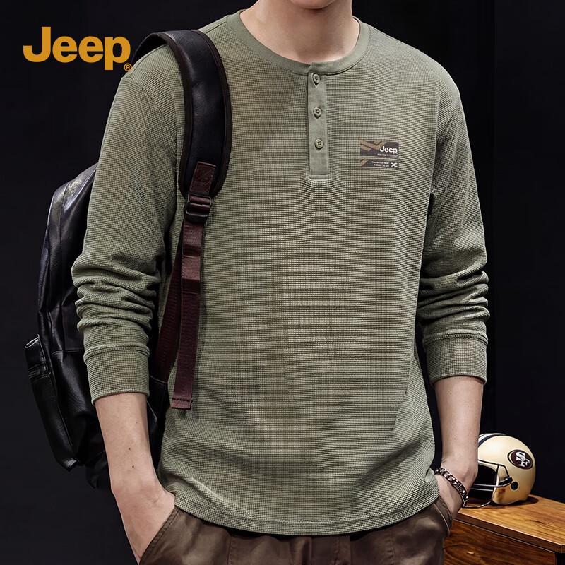 JEEP Men s Retro Henley Long Sleeve T-Shirt XL