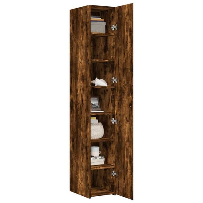 VidaXL Buffet haut chêne fumé 30x42,5x185 cm bois d'ingénierie, buffet, armoire de rangement, panneau latéral, armoire, 3281396