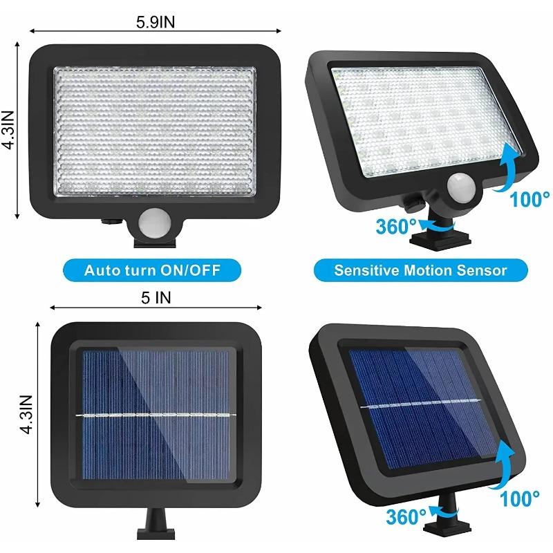 Outdoor Solar Power Wall Light Motion Sensor Light 56 LEDs Securtiy Flood Night Light for Patio Yard Garage Driveway Porch Fence