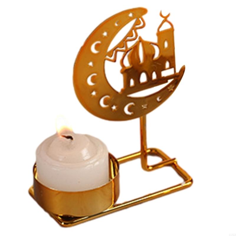 62KD Eid Decoration Moon Castle Butterfly Iron Holder for Table Centerpieces Metal Candlestick Stand Party Gift