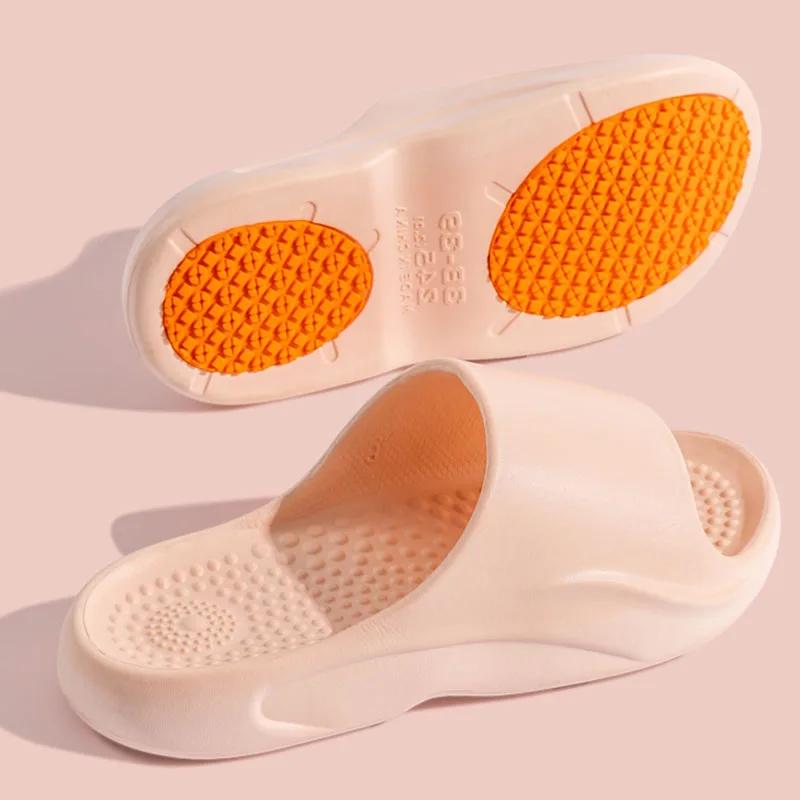 Fashion Non-Slip Bathroom Slippers Women Summer New Indoor Couple House Slippers Woman Sandals 2025 Soft Sole Casual Home Flip Flops