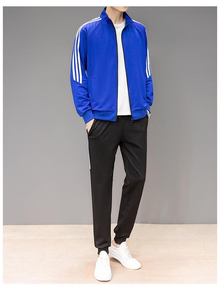 Men's Slim Fit Casual Set: Korean Style Teen Solid Color Sportswear for Spring & Autumn