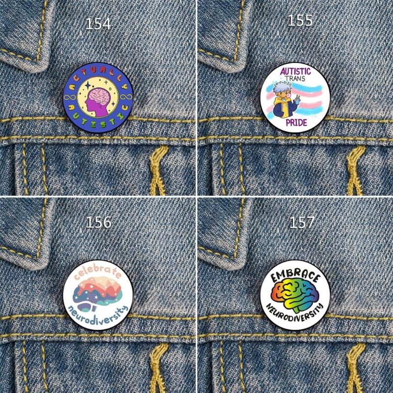 Actually Autistic Enamel Pin Brooch Autistic Symbol Round Metal Lapel Pin Badge for Clothes Backpack Bag Decoration