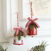 Rustic Christmas Bell Ornaments with Artificial Pine And Red Berries Vintage Metal Jingle Bells Hanging Decoration for Tree Door Wall Home Decor
