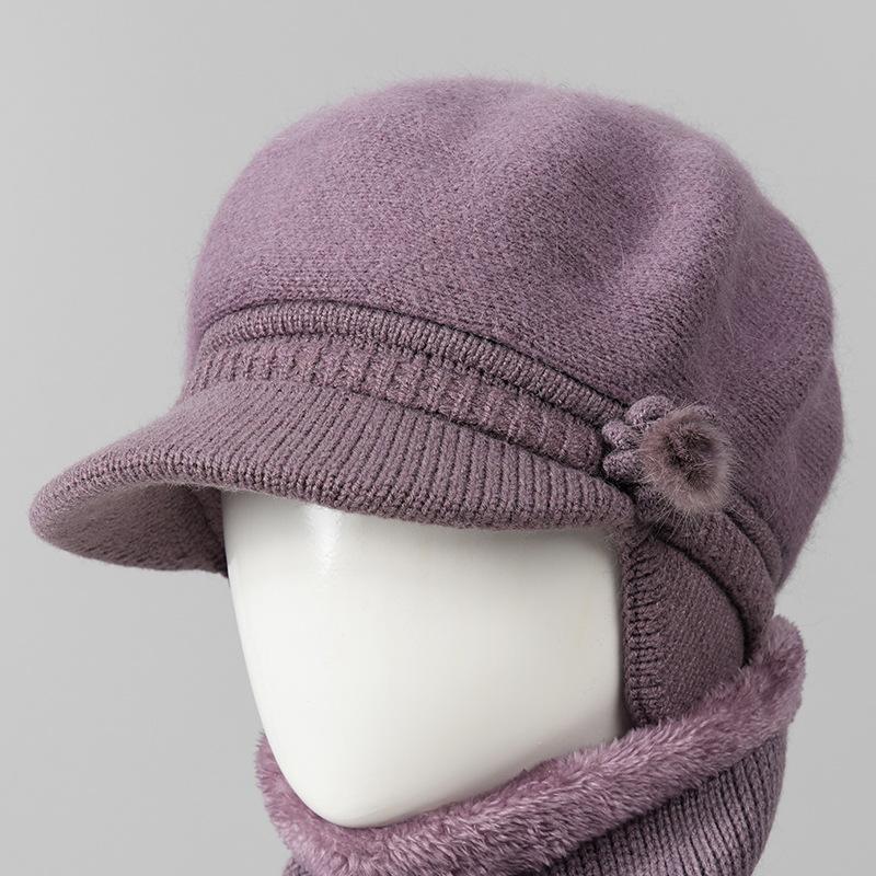 Wool Hat Women's Autumn and Winter Fleece Warm Hat, Ear Protection, Cold Protection, Thickened Knitted Hat